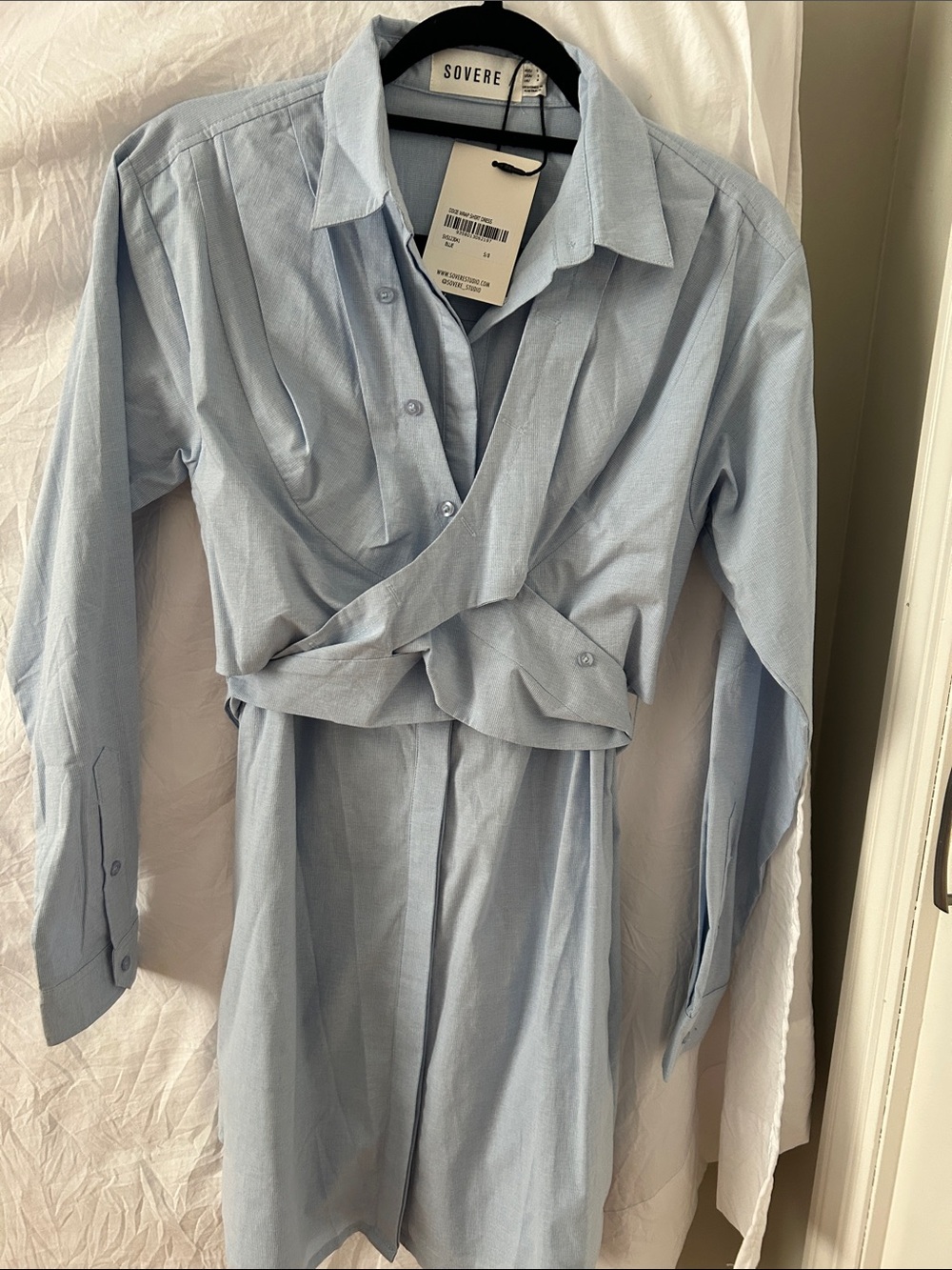 Sovere Light Blue Wrap Shirt Dress